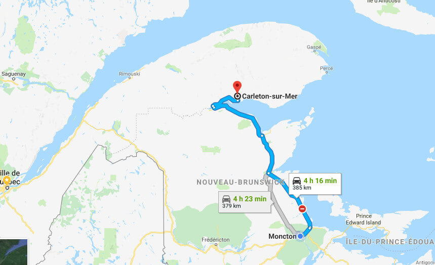 Itinéraire vers Carlerton sur mer