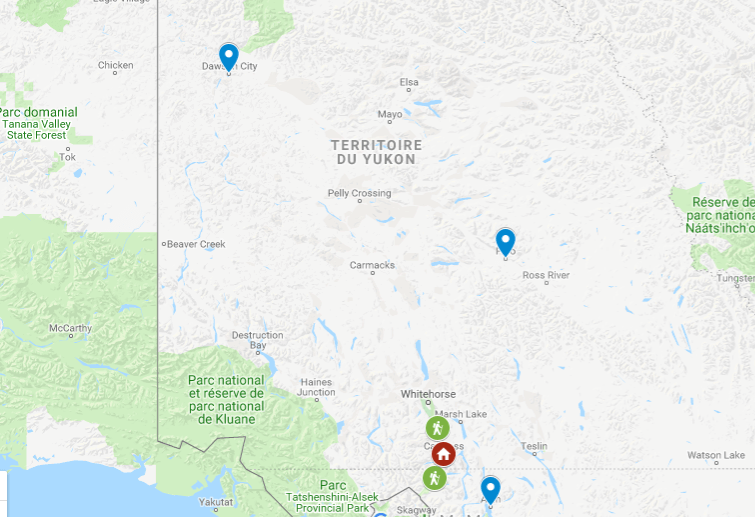 Carte des lieux visités