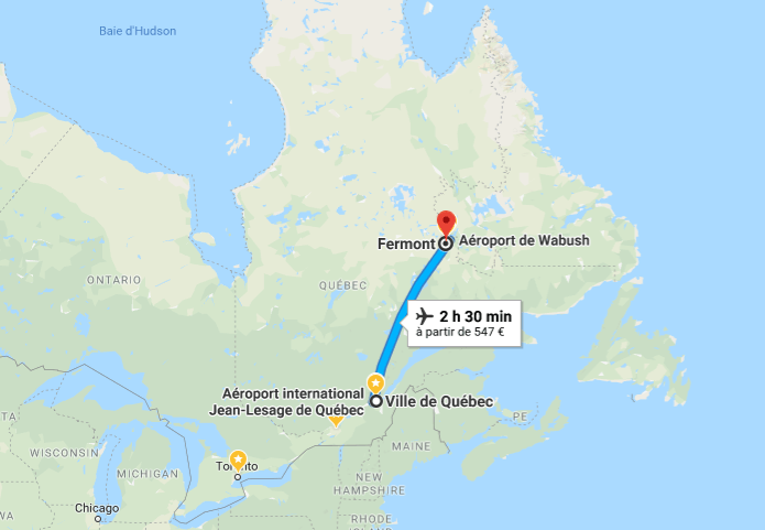 Carte vol Quebec - Fermont