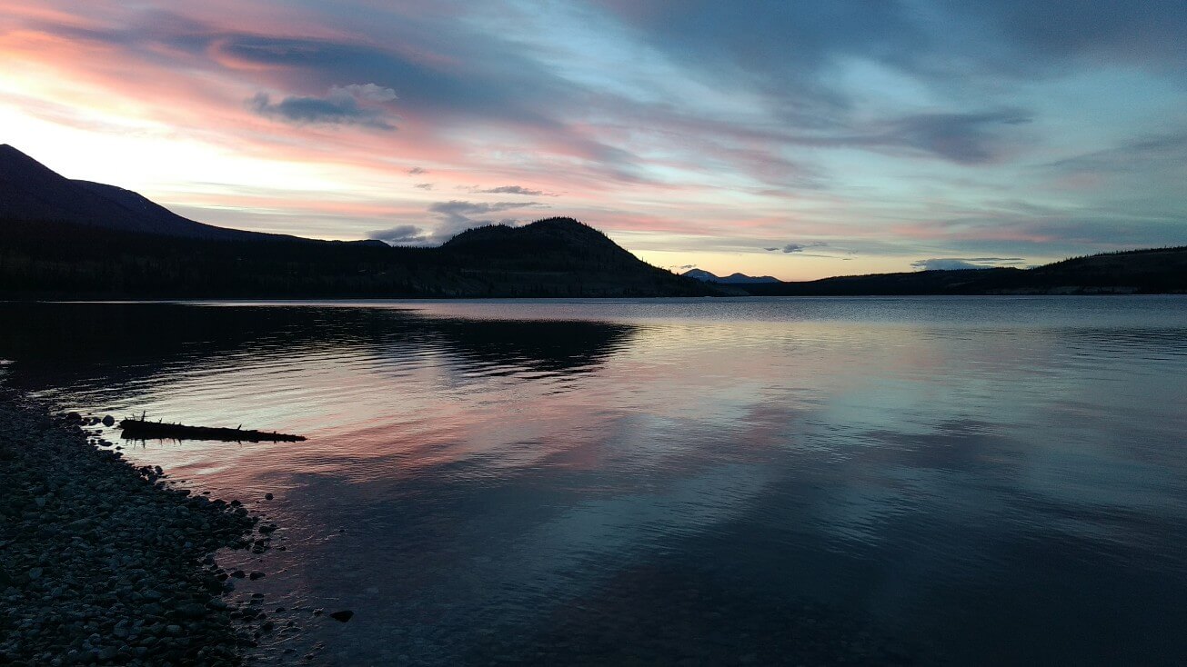 Kusawa Lake, coucher de soleil